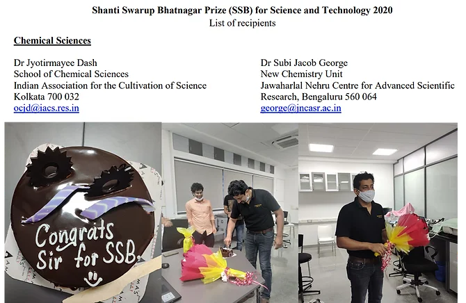 Congratulations!!For winning the prestigious Shanti Swarup Bhatnagar (SSB) award in chemical sciences 2020.